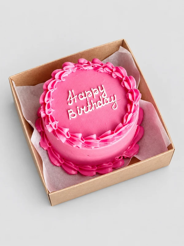 Бенто - торт "Happy Birthday розовый" — Бенто-торт с дизайном как на фото.